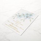 ソフトブルーオーキッド婚約パーティ招待状 箔招待状 (回転した状態)