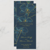 ソフトブルーオーキッド日付の保存 招待状 (正面/裏面)