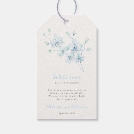 ソフトブルーオーキッド結婚の歓迎 ギフトタグ (正面)