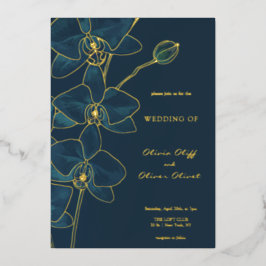 ソフトブルーオーキッド結婚ズ 箔招待状