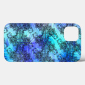 ソフトブルーガラス上のブラックレースパターン(の模様が)ある Case-Mate iPhoneケース (裏面 (横))