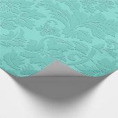 ソフトブルーグリーンモノクロヴィンテージフローラダンパー ラッピングペーパー (角)