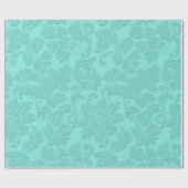 ソフトブルーグリーンモノクロヴィンテージフローラダンパー ラッピングペーパー (フラット)