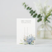 ソフトブルーグリーン多肉性フローラヘアピンディスプレイ 名刺 (スタンド正面)