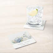 ソフトブルーグリーン多肉性フローラボタニッ結婚クス スクエアペーパーコースター (インサイチュ)