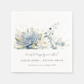 ソフトブルーグリーン多肉性フローラボタニッ結婚クス スタンダードカクテルナプキン (正面)