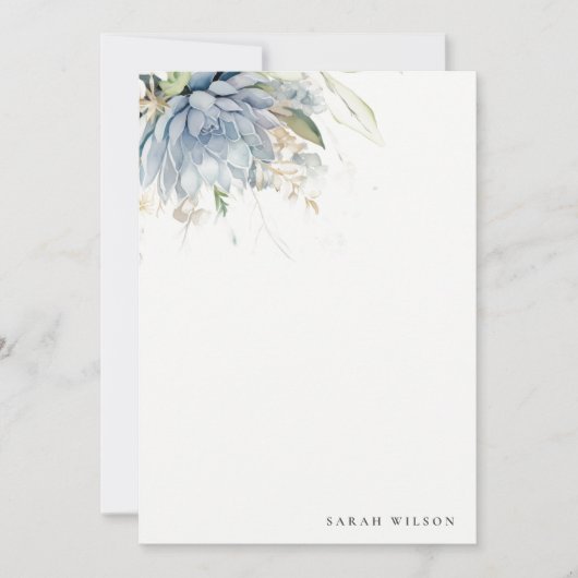 ソフトブルーグリーン多肉性フローラボタニッ結婚クス ノートカード (正面)