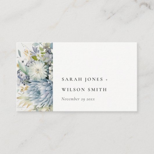 ソフトブルーグリーン多肉性フローラ結婚のウェブサイト エンクロージャーカード (正面)
