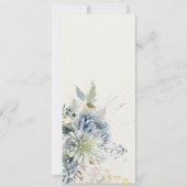 ソフトブルーグリーン多肉性フローラ結婚のメニューカード 招待状 (裏面)