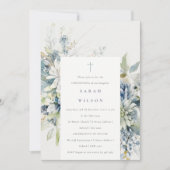 ソフトブルーグリーン多肉性フローラ《キリスト教》洗礼式や命名式 招待状 (正面)