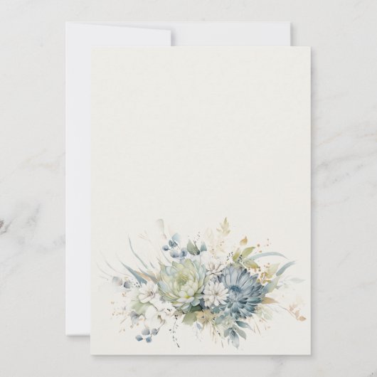 ソフトブルーグリーン多肉性フローラ《キリスト教》洗礼式や命名式 招待状 (裏面)