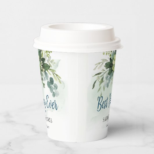 ソフトブルーグリーン多肉性結婚フローラ植物学 紙コップ (右)