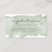 ソフトブルーグリーン ペイント アブストラクト ブラシ 水彩画 名刺 (裏面)