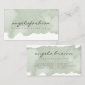 ソフトブルーグリーン ペイント アブストラクト ブラシ 水彩画 名刺 (正面/裏面)