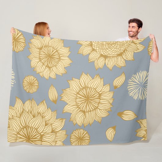 ソフトブルーグレーのサンライトスティルネス フリースブランケット (インサイチュ)