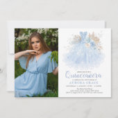 ソフトブルーシルバー キンセアニェラ プリンセスドレス フォト 招待状 (正面)