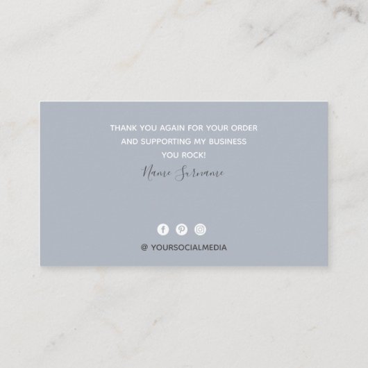 ソフトブルースカイ&ピンククラウドサンキューカード 名刺 (裏面)