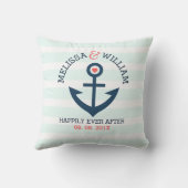 ソフトブルーストライプいかりネイビーブルー航海のボート クッション (裏面)