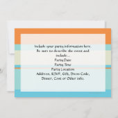 ソフトブルーストライプとオレンジの水平の色調のオプション 招待状 (裏面)