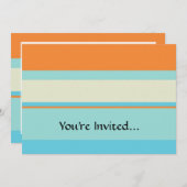 ソフトブルーストライプとオレンジの水平の色調のオプション 招待状 (正面/裏面)