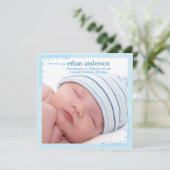 ソフトブルースワール男の赤ちゃん写真誕生のお知らせ 案内状 (スタンド正面)