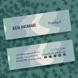 ソフトブルース手作り波状ストライプアイコン付き スキニー名刺