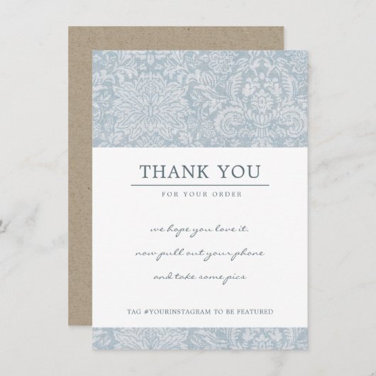 ソフトブルーダマスク柄企業のビジネスロゴ サンキューカード (正面/裏面)