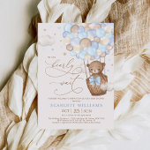 ソフトブルーテディベア熱い空気バルーン赤ちゃんシャワー 招待状