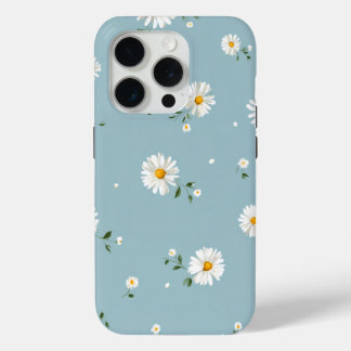 ソフトブルーデイジー – 新鮮なフローラル柄 iPhone 15 PROケース