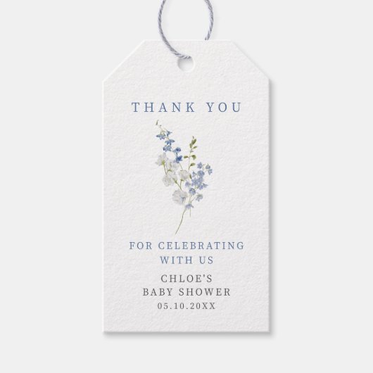 ソフトブルーデリケートフローラブーケ ギフトタグ (正面)