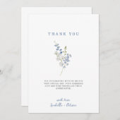 ソフトブルーデリケートフローラブーケ サンキューカード (正面/裏面)