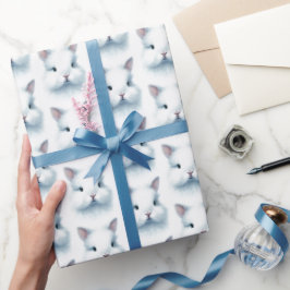 ソフトブルーバニーパステルウォーターカラーラッピング紙 ラッピングペーパー