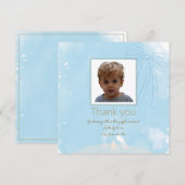 ソフトブルーバプテスマサンキューカードと金ゴールドアクセント サンキューカード (正面/裏面)