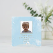 ソフトブルーバプテスマサンキューカードと金ゴールドアクセント サンキューカード (スタンド正面)