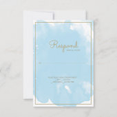ソフトブルーバプテスマRSVPと金ゴールドアクセント 出欠カード (裏面)