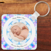 ソフトブルーパステルカスタムズの母の日の写真ギフト キーホルダー (裏面)