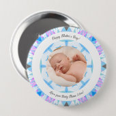 ソフトブルーパステルカスタムズの母の日の写真ギフト 缶バッジ (正面&裏面)