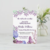 ソフトブルーパステルバッド薄紫アジランジーアマザーズデイ 招待状 (スタンド正面)