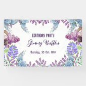 ソフトブルーパステルヒドレンジーズパープル薄紫誕生日 横断幕 (横)