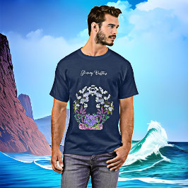 ソフトブルーパステルヒドレンジーズパープル薄紫誕生日 Tシャツ