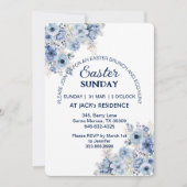 ソフトブルーパステルワイルドフラワーイースターサンデーパーティー 招待状 (正面)