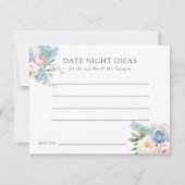 ソフトブルーピンクの花ブライダルシャワーDATE NIGHT 招待状 (正面)
