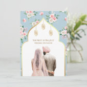 ソフトブルーピンクフローラアナンドKarajシーク結婚ズ 招待状 (スタンド正面)