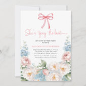 ソフトブルーピンクフローラブライダルシャワー 招待状 (正面)