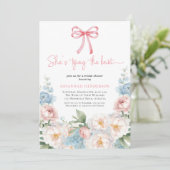 ソフトブルーピンクフローラブライダルシャワー 招待状 (スタンド正面)