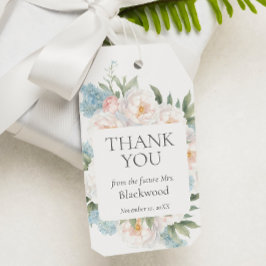 ソフトブルーピンク咲き花ブライダルありがとう ギフトタグ