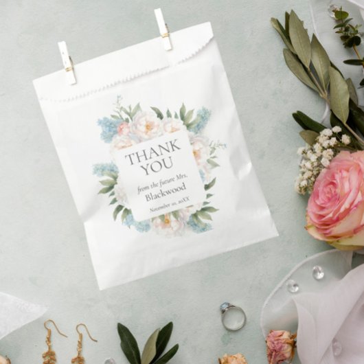ソフトブルーピンク咲き花ブライダルありがとう フェイバーバッグ