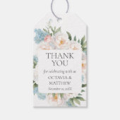 ソフトブルーピンク咲き花結婚どうもありがとう ギフトタグ (正面)