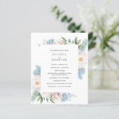 ソフトブルーピンク花植物性結婚式 プログラム (スタンド正面)