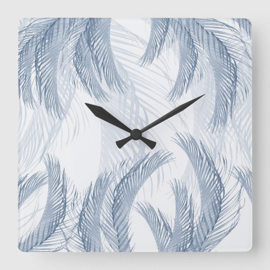 ソフトブルーフェザーパームブリス1 スクエア壁時計 (正面)